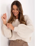 Sweter MI SW model 21418050 jasny beżowy - FPrice Sweter MI SW model 21418050 jasny beżowy - FPrice