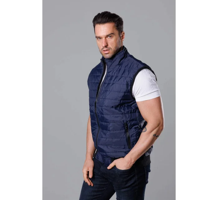 Tmavomodrá pánska prešívaná vesta (8MY77-2)
