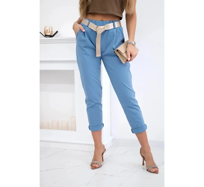Kalhoty model 20815706 s páskem džínovina - K-Fashion