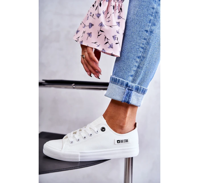 Damskie Skórzane Niskie Trampki Big Star KK274010 Białe