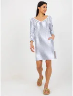 Dámske šaty BL1010.74 bielo-modré - FPrice Dámske šaty BL1010.74 bielo-modré - FPrice