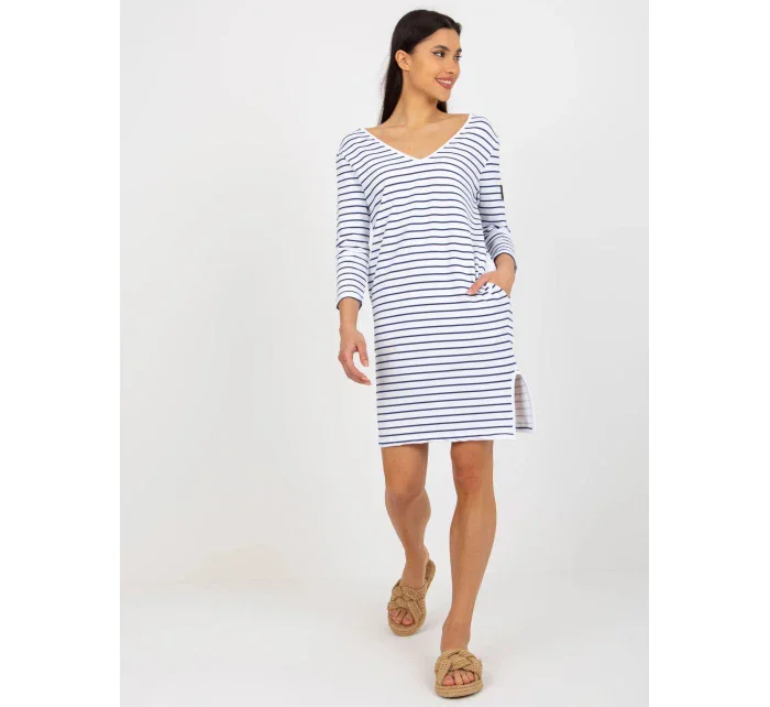 Dámske šaty BL1010.74 bielo-modré - FPrice Dámske šaty BL1010.74 bielo-modré - FPrice