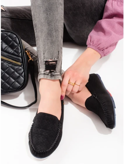 Komfortní mokasíny dámské černé bez podpatku Komfortní mokasíny dámské černé bez podpatku