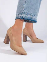 Trendy lodičky hnědé dámské na širokém podpatku Trendy lodičky hnědé dámské na širokém podpatku