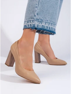 Trendy lodičky hnědé dámské na širokém podpatku