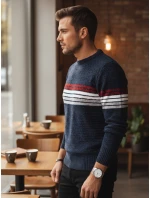 Pánsky pruhovaný tmavomodrý sveter FashionStreet WX2281