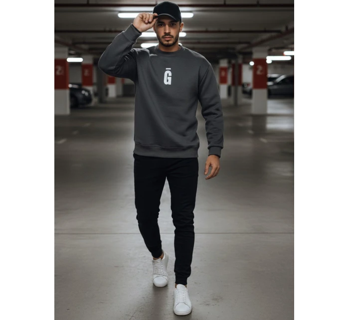 Pánská grafitová mikina s potiskem Dstreet model 21993004 - FashionStreet