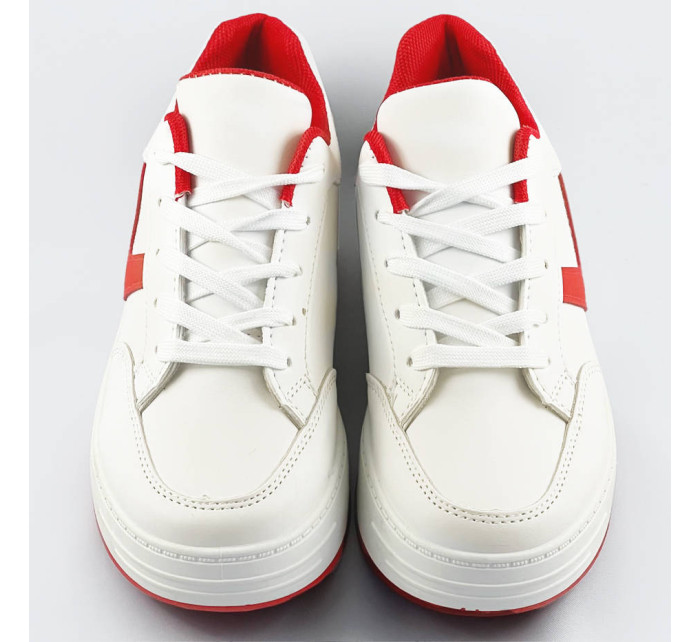Bielo-červené dámske športové šnurovacie topánky (S070)
