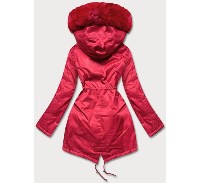 Červená dámska bunda s kožušinou (5m762-270)