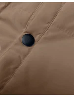 Dámska páperová vesta so stojatým golierom tmavo béžová (5M3150-84)