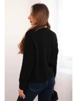 Dámsky geometrický sveter z vlny a alpaky v čiernej farbe Dámsky geometrický sveter z vlny a alpaky v čiernej farbe