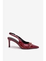 Lodičky Na Jehlovém Podpatku Se Zlatou Bordové model 21704634 - Boto