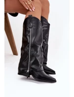 Dámske kovbojské čižmy na podpätku Palira - čierne, ekokoža Dámske kovbojské čižmy na podpätku Palira - čierne, ekokoža
