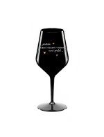 PROTOŽE ZABALIT DÁRKY NENÍ PRDEL - černá nerozbitná sklenice na víno 470 ml