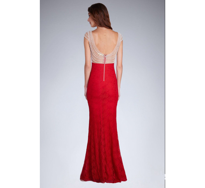 Dámské společenské šaty  s a krajkou dlouhé červené Červená / S & model 15042975 - SOKY&#38;SOKA