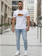 Pánske biele tričko s potlačou FashionStreet NX5092R Pánske biele tričko s potlačou FashionStreet NX5092R