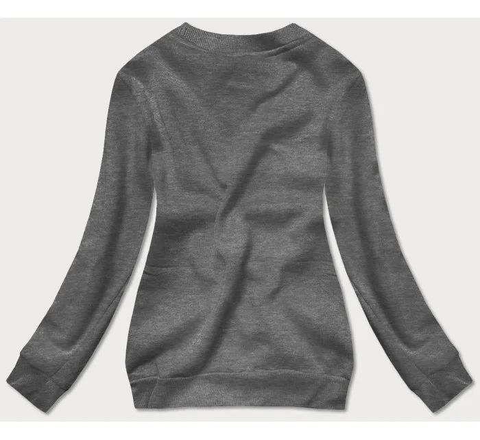 Dámská tepláková mikina v grafitové barvě se stahovacími lemy model 17038502 - J.STYLE Dámská tepláková mikina v grafitové barvě se stahovacími lemy model 17038502 - J.STYLE