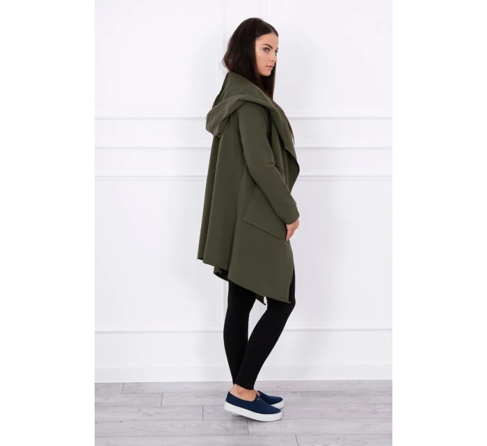 Voľne padnúca khaki bunda s kapucňou