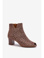 Dámské Botky Z Semiše Na Podpatku S Hnědé model 21658524 - Boto Dámské Botky Z Semiše Na Podpatku S Hnědé model 21658524 - Boto