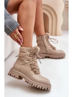 Ocieplane Botki Trapery Na Zamek Z Eko Skóry Beżowe Willatta