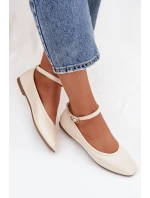 Dámské baleríny s páskem a sponou béžové Janelor