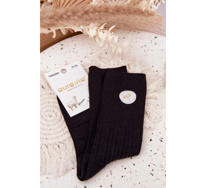 Dlouhé dámské ponožky s vlnou Černé