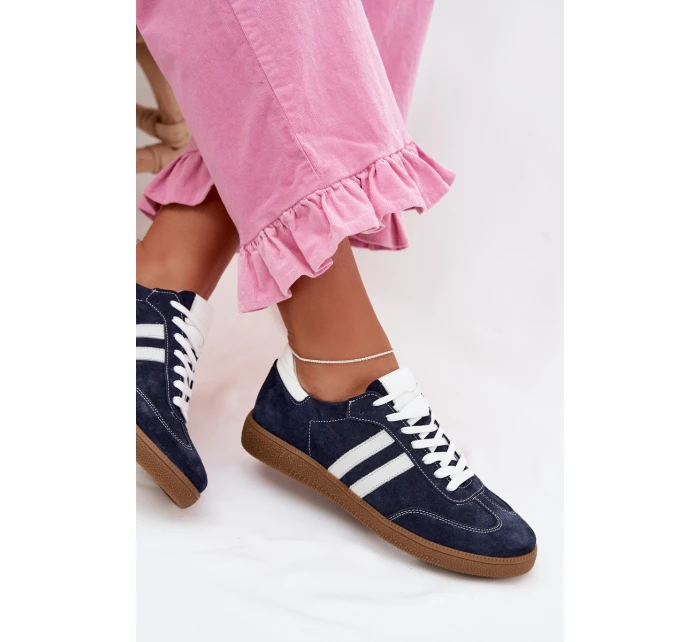 Zazoo N1068 Semišové Nízké Dámské Tenisky Tmavě Modré