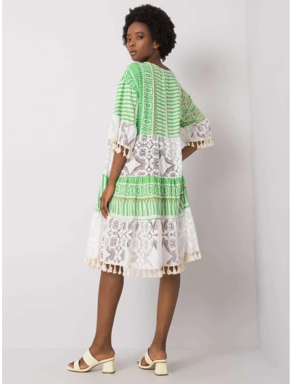 Šaty DHJ SK 13567.41P biela zelená Šaty DHJ SK 13567.41P biela zelená