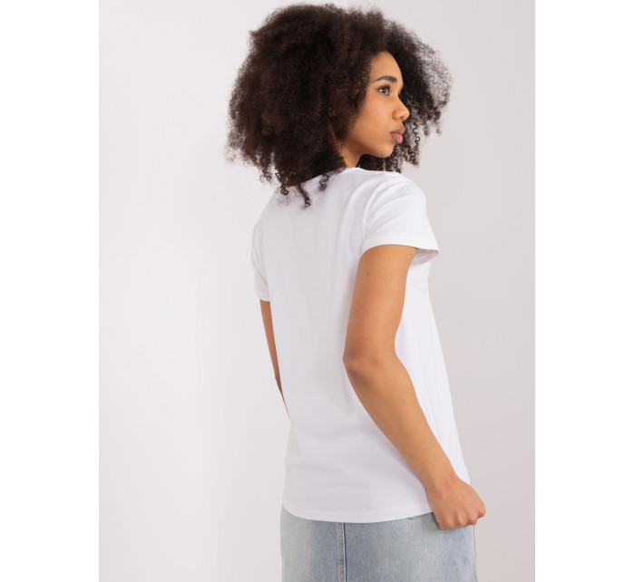 Biele dámske tričko s výšivkou BASIC FEEL GOOD