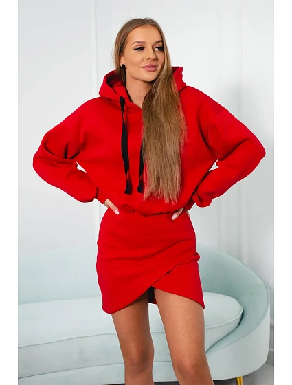 Zateplené šaty s obálkovým model 18752800 červené - K-Fashion