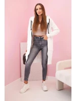 Dámska zateplená mikina s kapucňou a zipsom ecru