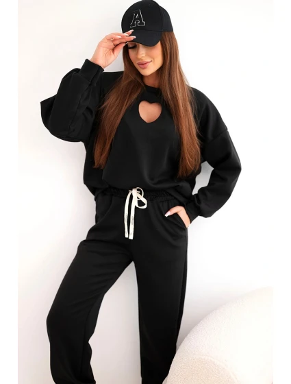Dámská souprava model 21921202 s výřezem ve tvaru srdce černý - K-Fashion