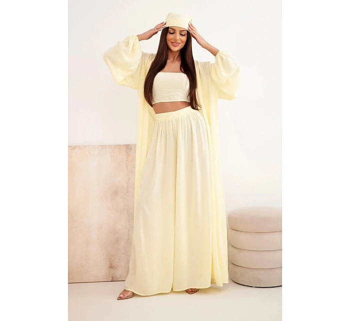 Dámsky viskózový 4-dielny set v žltej farbe v boho štýle Dámsky viskózový 4-dielny set v žltej farbe v boho štýle