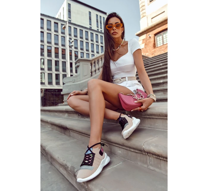 Damskie Wsuwane Sportowe Buty Sneakersy Beżowe Klayra