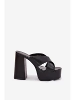 Klapki Damskie Na Platformie I Słupku Czarne Lenobos Klapki Damskie Na Platformie I Słupku Czarne Lenobos