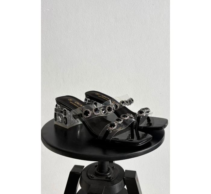 Dámské pantofle s krystaly D&A MR1037-02 Černé