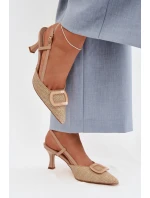 Dámské sandály na podpatku s ozdobným Nude model 22028011 - Boto