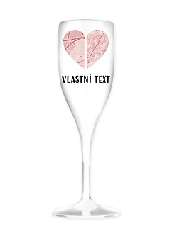 Personalizovaná nerozbitná pohár na prosecco – Dve miesta, jedno srdce