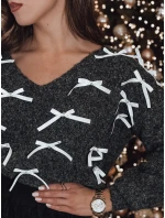 RIBBLOOM dámsky sveter s mašľami čierny FashionStreet MY2360