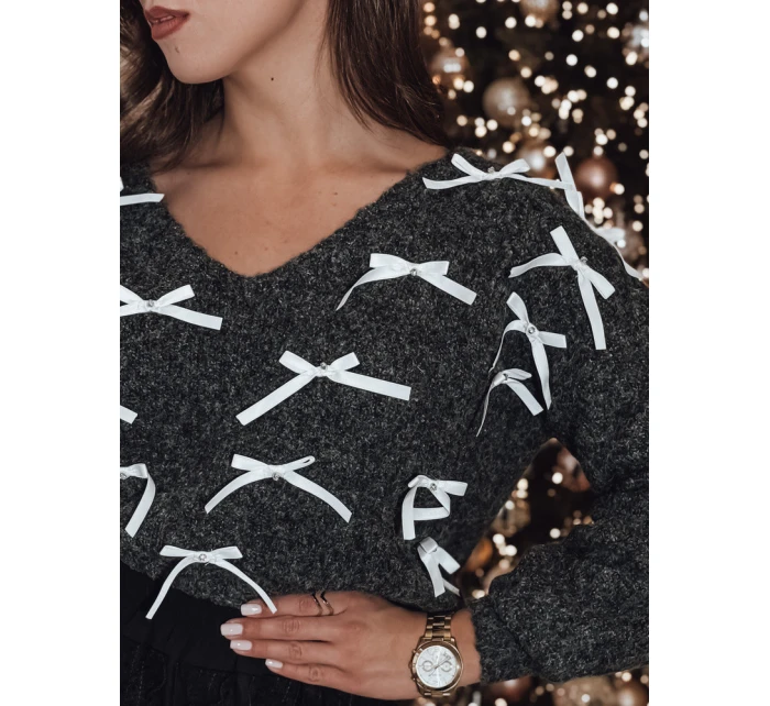 RIBBLOOM dámsky sveter s mašľami čierny FashionStreet MY2360