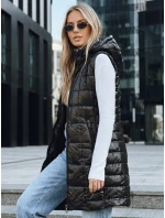 Dámska prešívaná vesta s kapucňou čierna FashionStreet TY5257