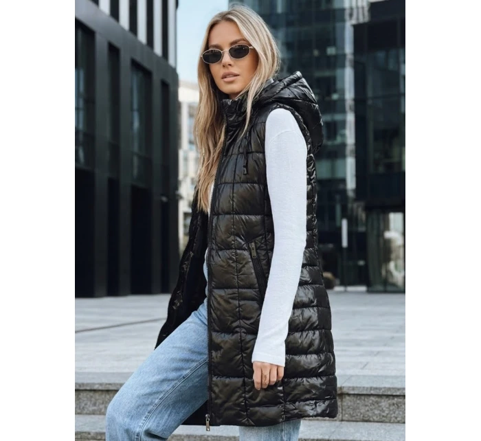 Dámska prešívaná vesta s kapucňou čierna FashionStreet TY5257