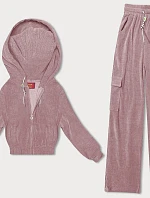 Dámska mikina s kapucňou + cargo nohavice ružové (AMG-322A)