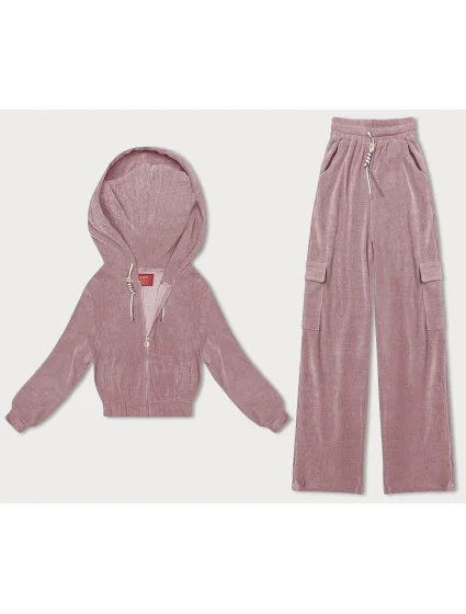 Ružový dámsky komplet - mikina a nohavice typu cargo (AMG-322A)