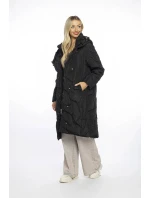 Volná černá dámská bunda s ozdobným prošíváním model 21247253 - Ann Gissy