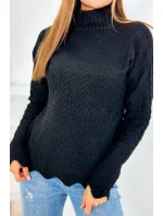 Sveter s ozdobným volánikom čierny