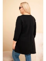 Dámská plus size sukně z viskózy s volným střihem a dlouhým rukávem černá