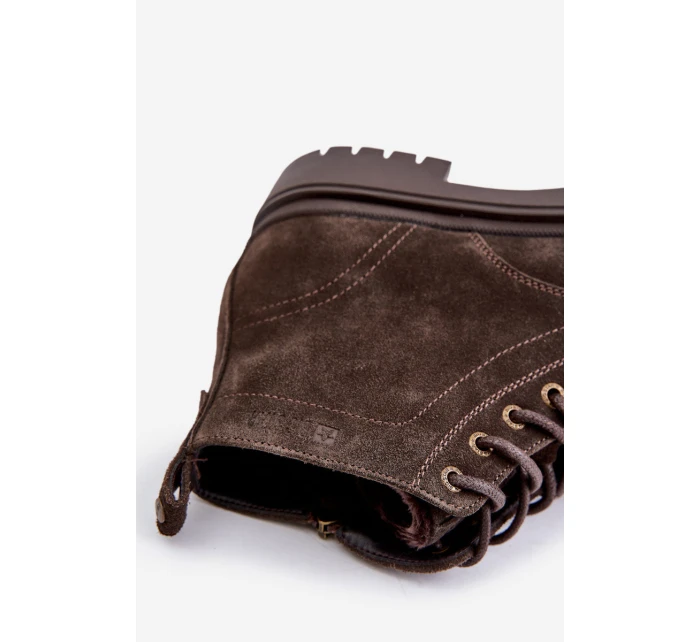 Zamszowe Ocieplane Botki Męskie Na Zamek Big Star OO174229 Brązowe Zamszowe Ocieplane Botki Męskie Na Zamek Big Star OO174229 Brązowe