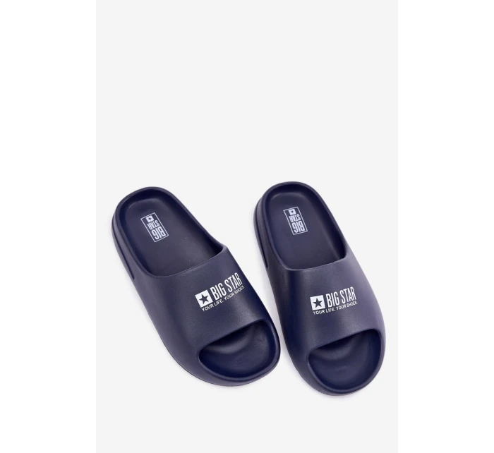 Piankowe Klapki Męskie Z Logo Big Star RR174A014 Granatowe