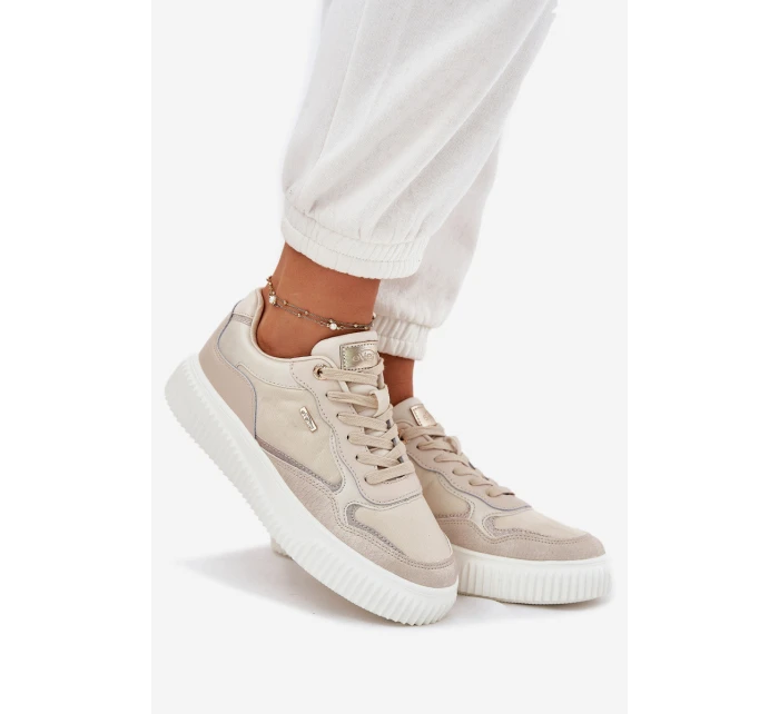 Dámské Kožené Tenisky Na Platformě Béžové model 21697059 - EVENTO